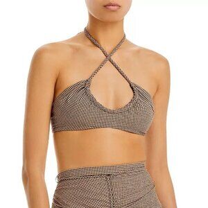 Proenza Schouler White Label Gingham Halter Top in Coral/Black Size 8 NWT